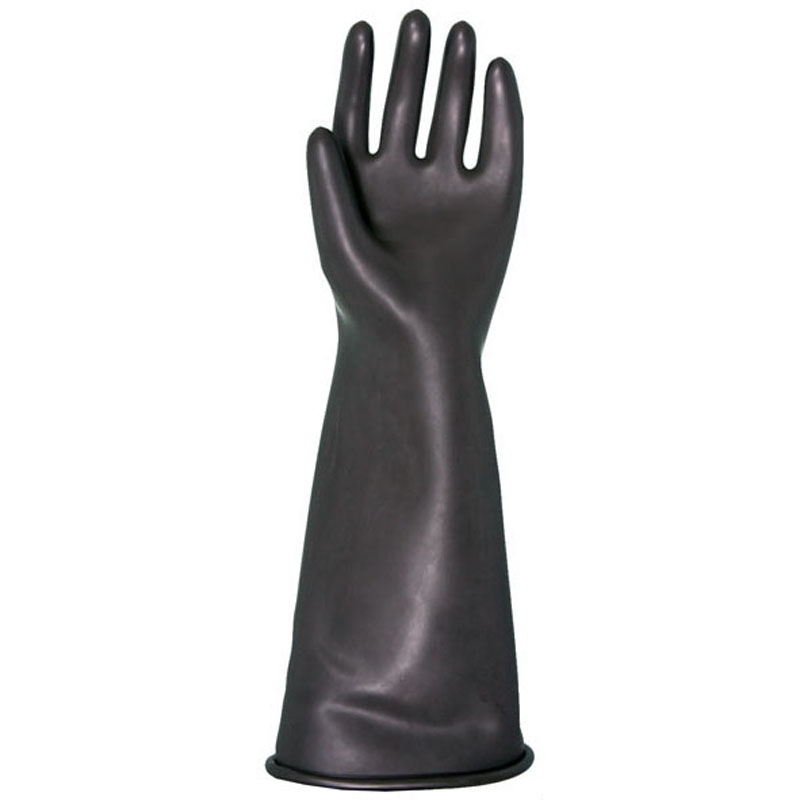 Size 8 M Ansell AlphaTec 87-950 Black Heavy Duty Latex Gauntlet Gloves